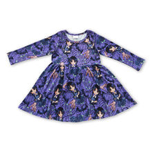 Load image into Gallery viewer, Purple long sleeves bat floral movie girls dresses