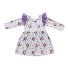 Load image into Gallery viewer, Lavender floral long sleeves princess baby girls dresses