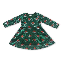 Load image into Gallery viewer, Green hat long sleeves baby girls Christmas sequin dresses