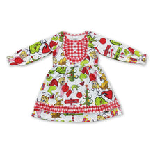 Load image into Gallery viewer, Plaid gifts green face long sleeves girls Christmas dresses