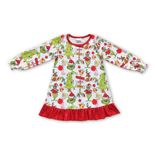 Load image into Gallery viewer, Long sleeves green face gifts girls Christmas night gown