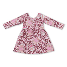 Load image into Gallery viewer, Leopard gingerbread santa pink girls Christmas dress
