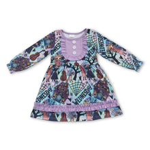 Load image into Gallery viewer, Purple guitar long sleeves movie girls dresses