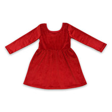 Load image into Gallery viewer, Red velvet long sleeves kids girls dresses