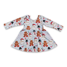 Load image into Gallery viewer, Snowman gingerbread pocket baby girls Christmas dress
