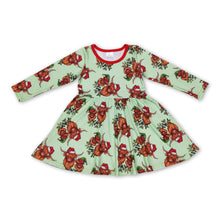 Load image into Gallery viewer, Highland cow Christmas hat kids grils twirl dresses