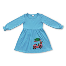 Load image into Gallery viewer, Light blue golf Christmas tree kids girls dress