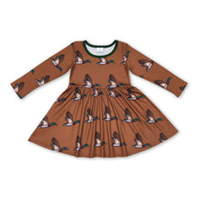 Load image into Gallery viewer, Brown duck long sleeves girls hunting twirl dress