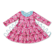 Load image into Gallery viewer, Hot pink floral ruffle kids girls twirl dresses