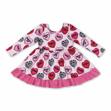 Load image into Gallery viewer, Howdy heart long sleeves western girls Valentine's dress