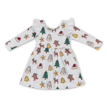 Load image into Gallery viewer, Flutter long sleeves Christmas tree gingerbread girls dresses