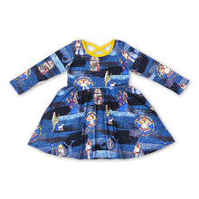 Load image into Gallery viewer, Long sleeves blue nativity girls Christmas dresses