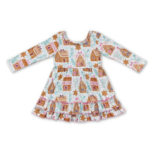 Load image into Gallery viewer, Long sleeves candy house ruffle girls Christmas dress
