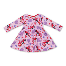 Load image into Gallery viewer, Long sleeves heart truck kids girls valentine's dress