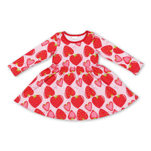 Load image into Gallery viewer, Long sleeves heart strawberry girls valentine's dresses