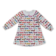 Load image into Gallery viewer, Long sleeves colorful dog kids girls dresses