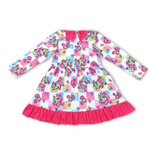 Load image into Gallery viewer, Hot pink long sleeves B dog party girls dresses