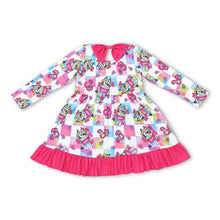 Load image into Gallery viewer, Hot pink long sleeves B dog party girls dresses