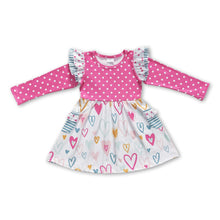 Load image into Gallery viewer, Long sleeves heart pockets girls valentines dress