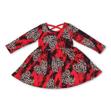 Load image into Gallery viewer, Red long sleeves leopard heart baby girls valentines dress