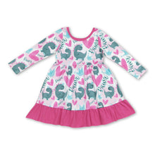 Load image into Gallery viewer, Hot pink heart dinosaur girls valentines dresses