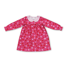 Load image into Gallery viewer, Long sleeves hot pink heart girls valentines dress
