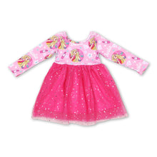 Load image into Gallery viewer, Pink long sleeves flower party girls tulle dresses