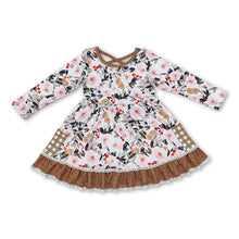 Load image into Gallery viewer, Long sleeves floral plaid pockets girls fall dresses