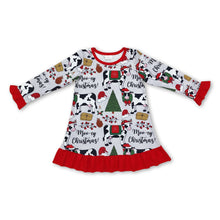 Load image into Gallery viewer, Long sleeves Christmas tree cows baby girls nightgown