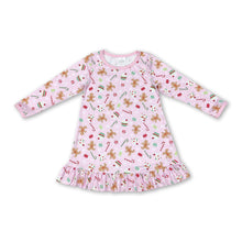 Load image into Gallery viewer, Gingerbread candy cane kids girls Christmas nightgown