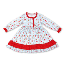 Load image into Gallery viewer, Long sleeves santa candy cane kids girls Christmas nightgown