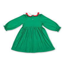 Load image into Gallery viewer, Green Christmas tree smocked kids girls dresses