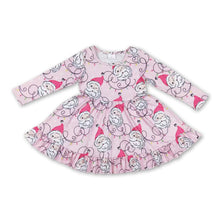 Load image into Gallery viewer, Pink santa Christmas lighting ruffle girls dresses