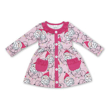 Load image into Gallery viewer, Pink santa Christmas lighting pockets baby girls dress