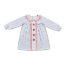 Load image into Gallery viewer, Long sleeves plaid gingerbread baby girls Christmas dress