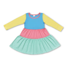 Load image into Gallery viewer, Long sleeves solid color kids girls dresses