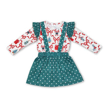 Load image into Gallery viewer, Long sleeves bow gift top skirt kids girls Christmas clothes