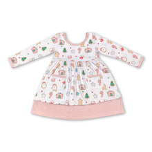 Load image into Gallery viewer, Stripe candy cane gingerbread pockets girls Christmas dress