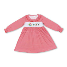 Load image into Gallery viewer, Red stripe santa deer girls Christmas dresses