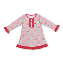 Load image into Gallery viewer, Hot pink ruffle Christmas nightgown kids girls dresses