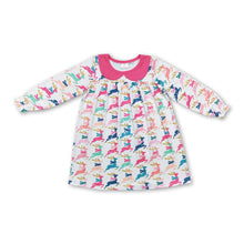 Load image into Gallery viewer, Long sleeves Hot pink deer girls Christmas dresses