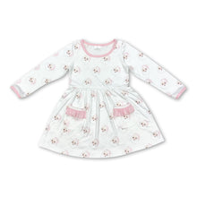 Load image into Gallery viewer, Long sleeves pink santa pockets girls Christmas dresses
