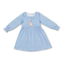 Load image into Gallery viewer, Blue stripe long sleeves dog kids girls dresses
