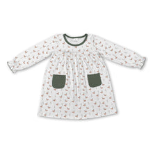 Load image into Gallery viewer, Long sleeves olive pocket duck baby girls dresses