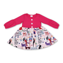 Load image into Gallery viewer, Hot pink long sleeves guitar singer girls dresses