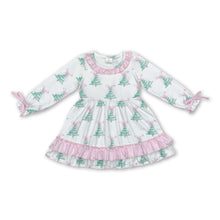 Load image into Gallery viewer, Long sleeves pink bow Christmas tree baby girls dress