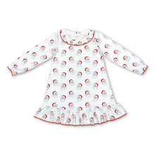 Load image into Gallery viewer, Long sleeves ruffle santa kids girls Christmas night dress