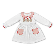 Load image into Gallery viewer, Pink polka dots gingerbread pocket girls Christmas dresses