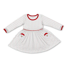 Load image into Gallery viewer, Long sleeves polka dots santa kids girls Christmas dress