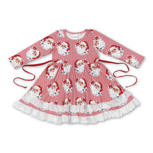 Load image into Gallery viewer, Long sleeves stripe santa kids girls Christmas dresses